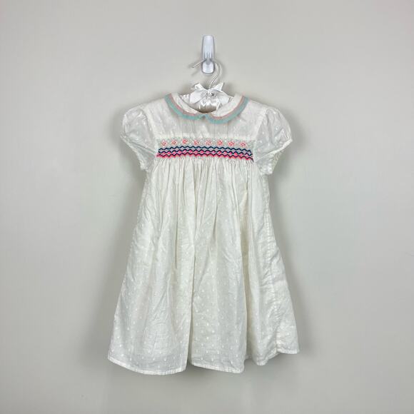 Mini Boden Smocked White Eyelet Dress 3-4 - Picture 1 of 7